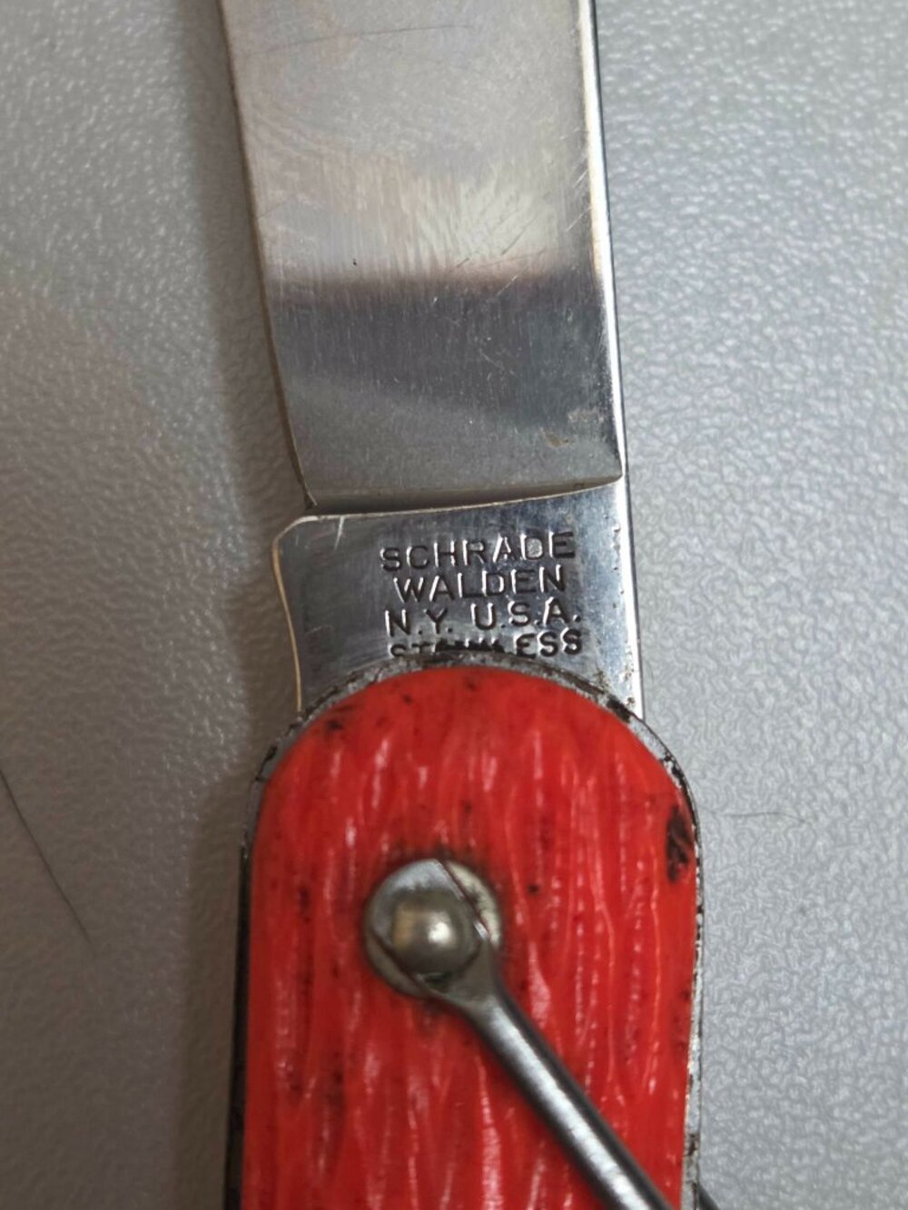 vintage schrade walden mc1 military orange folding knife usa - Picture 3 of 8